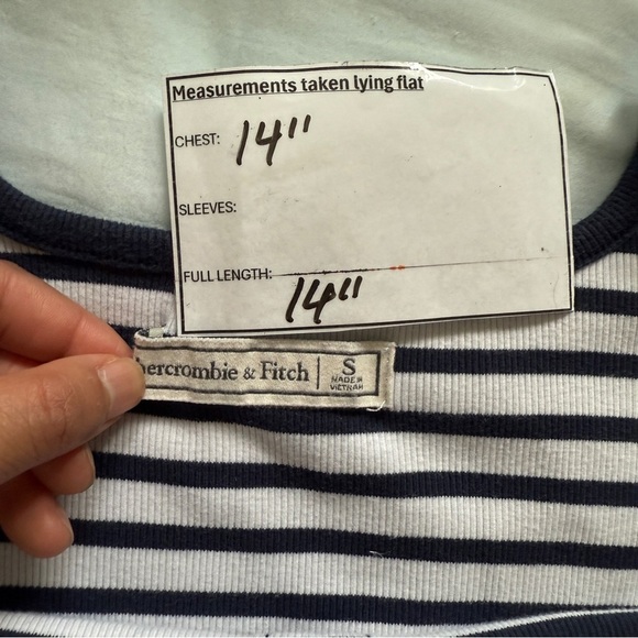 Abercrombie & Fitch Navy Stripped Top- Small - Picture 6 of 7